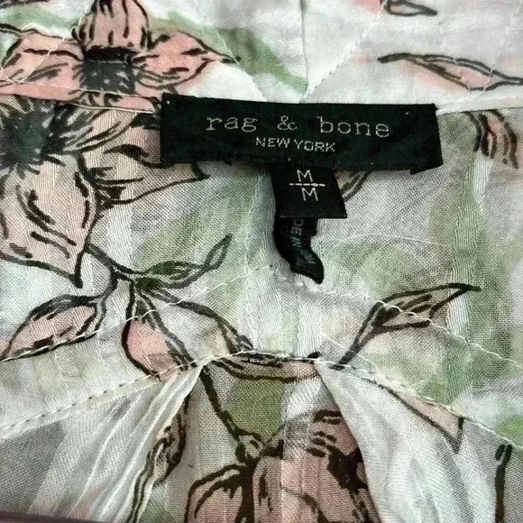 rag & bone Sachi floral print lace up sheer long sleeve blouse - Picture 4 of 10